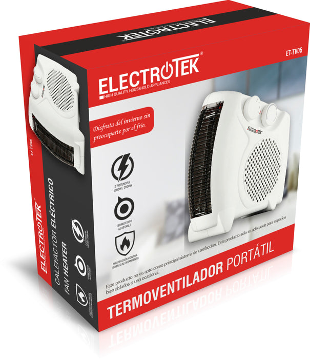 EAN 8436568810867 - THULOS ET-TV05 calefactor eléctrico Interior Blanco, Negro 2000 W Ventilador eléctrico imagen 2