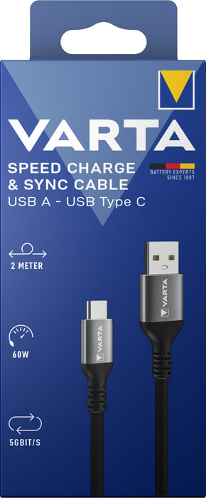 EAN 4008496066216 - Varta 57935 cable USB 2 m USB A USB C 5 Gbit/s 60 W Negro, Gris imagen 5