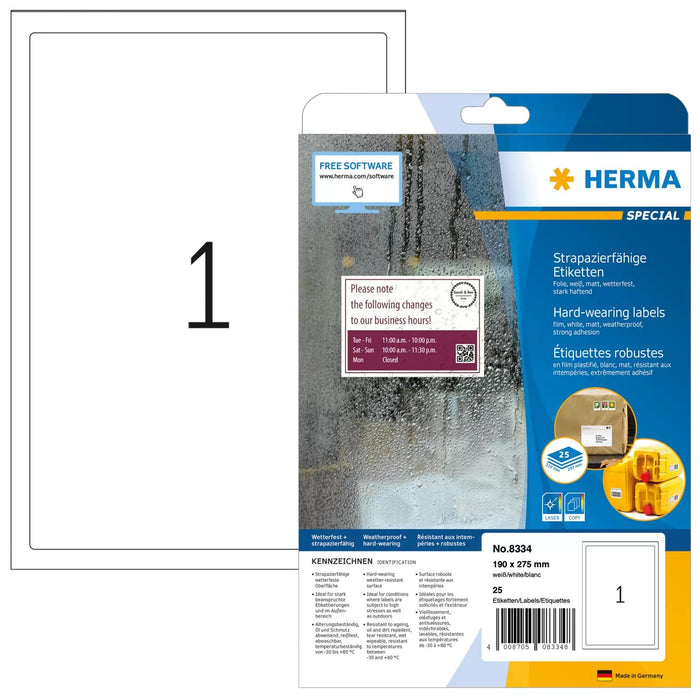 EAN 4008705083348 - HERMA 8334 etiqueta de impresora Blanco Etiqueta para impresora autoadhesiva imagen 1