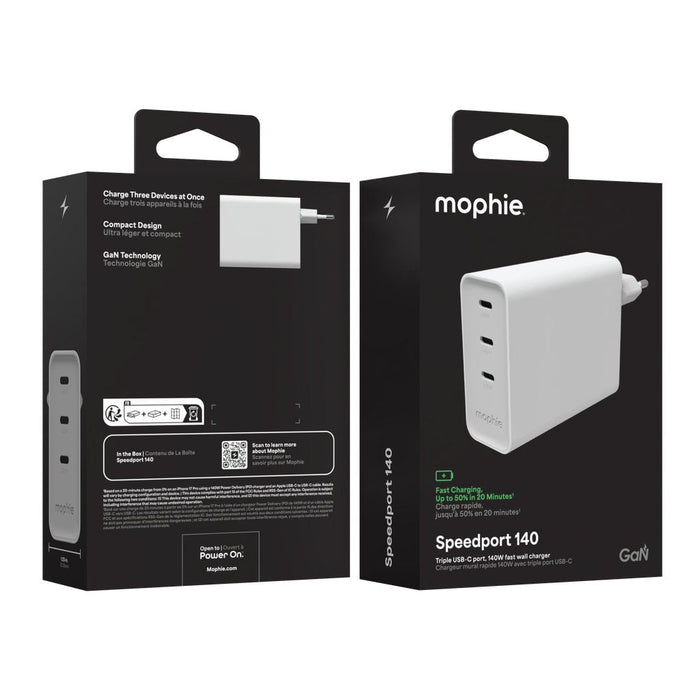 Zagg Mophie Fuente De Alimentación Gan 140w 3x Usbc 2026 Wei