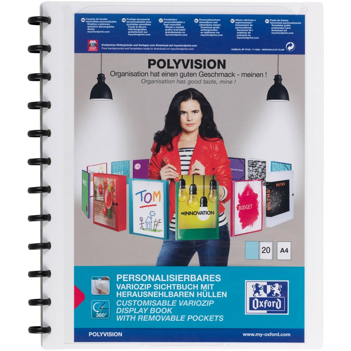 Oxford Ringmappe Din A4 Vario-Zipp - Blanco