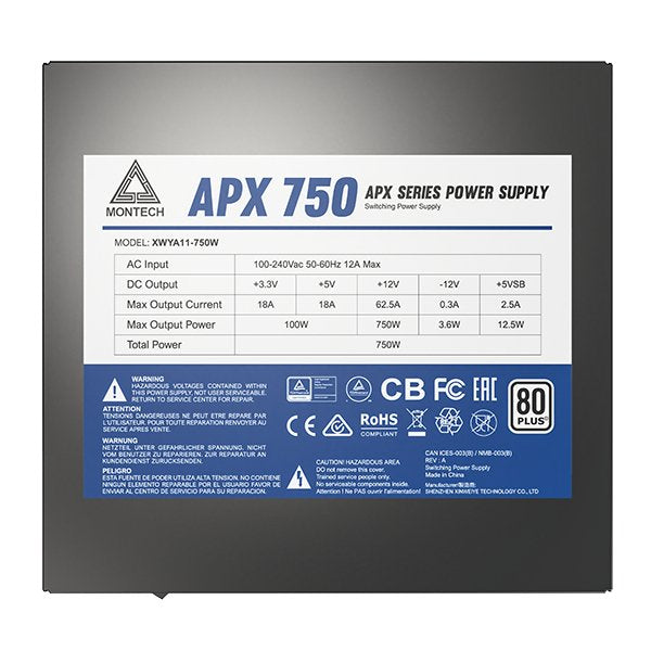 EAN 4710562741094 - Montech APX750 unidad de fuente de alimentación 750 W 20+4 pin ATX ATX Negro imagen 4