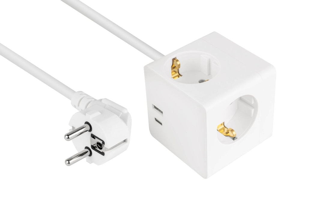 Cablemeister Steckdosenwürfel Mit 3m Zuleitung 3x Schuko  1x Usb-C 20w Pd 3.0  Usb-A 18w Weiss