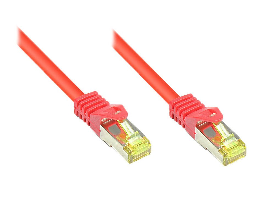 Goodconnections Rj45 Cable De Red Mit Cat. 7 Rohcable Und Rastnasenschutz (), S Ftp, Pimf, Halogenfrei, 500mhz, Ofc, Rot, 15m,
