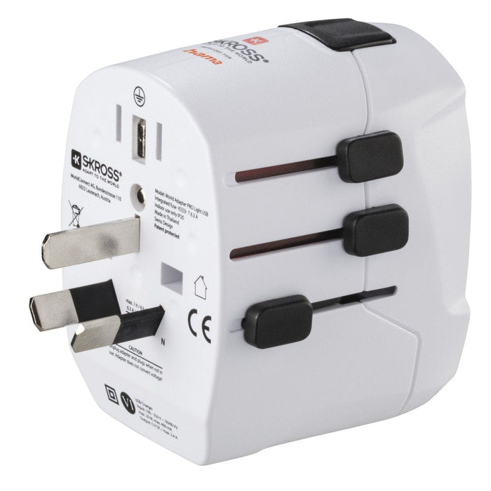 Hama World Travel Pro Adaptador De Viaje Universal - Potencia Hasta 1680w - Voltaje 110-240v - Blanco
