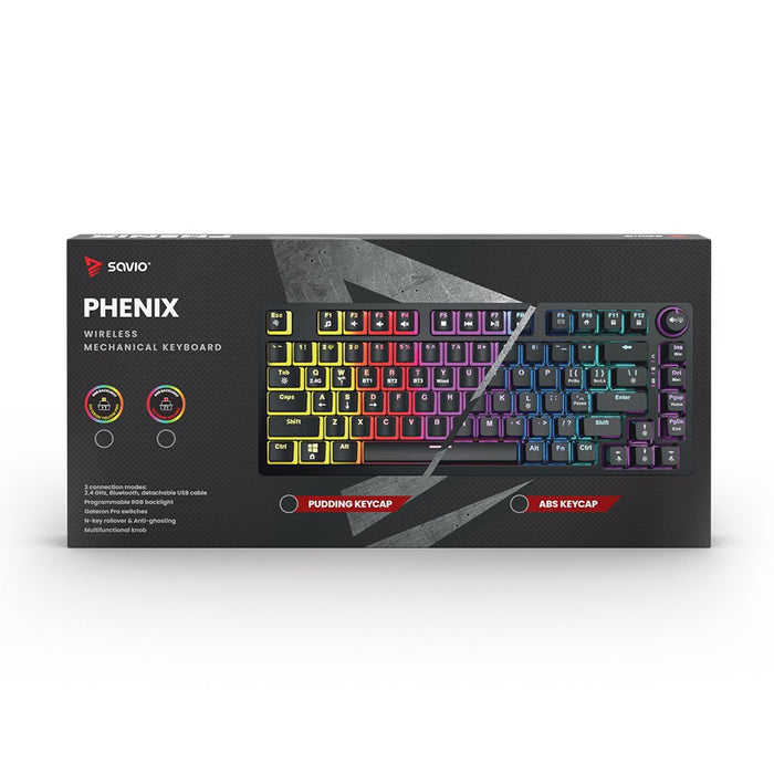 EAN 5901986048565 - Savio SAVGK-PHENIX YELLOW teclado Juego USB + RF Wireless + Bluetooth QWERTY Inglés de EE. UU. Negro imagen 7