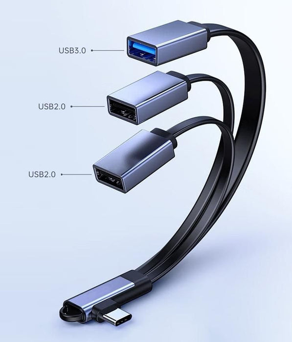 Usb-C Angled Splitter Cable  To Usb2.0 + Usb2.0 + Usb3.0