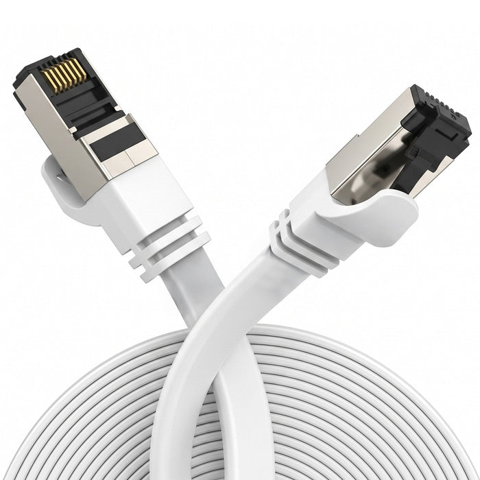 Extralink Lan Patchcord Cat.8 U Ftp 2m 40g Flat Shielded Foiled Twisted Pair Bare Copper White