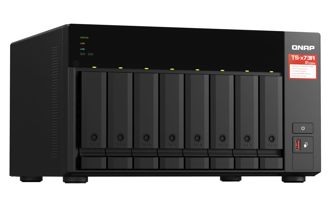 EAN 4711103084632 - QNAP TS-873A NAS Torre Ryzen Embedded V1500B 8 GB DDR4 0 TB QuTS hero Negro imagen 4