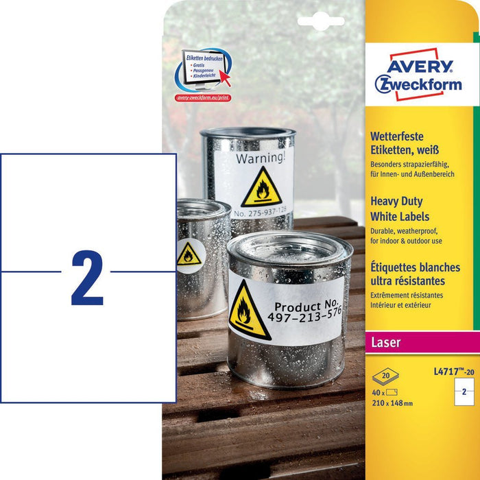 Avery Zweckform Resistente A La Intemperie Folienetiketten 210,0 X 148,0 Mm