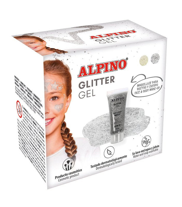 Alpino Gel Transparente Con Purpurina Glitter Plata