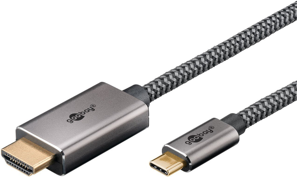 EAN 4040849757006 - Goobay 75700 adaptador de cable de vídeo 2 m USB Tipo C HDMI tipo A (Estándar) Negro, Plata imagen 2