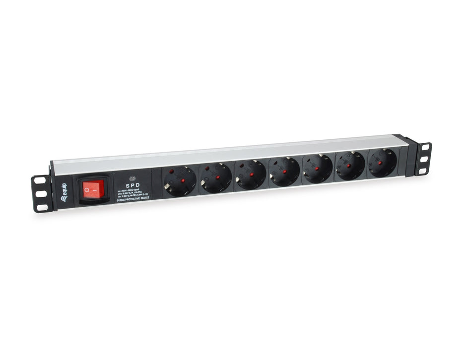 Regleta Alimentacion Rack 19 1u 7 Tomas Con Interruptor Y Protector Sobretension