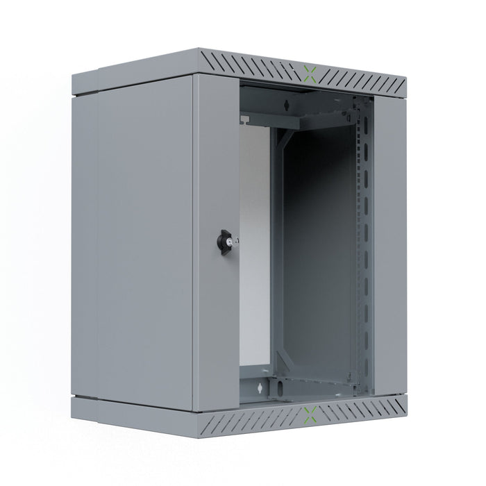 Armario De Pared X-Rack De 19" Con Puerta De Vidrio De 400-600 Mm, 15u, Color Gris.