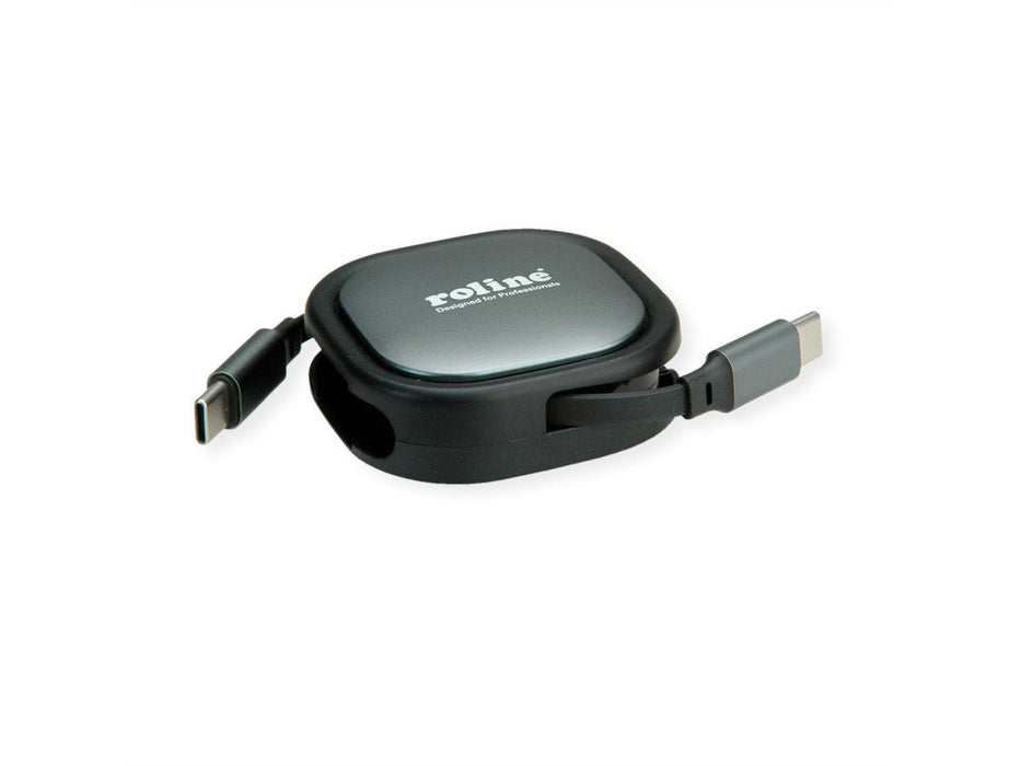 Roline Usb 2.0 Aufrollbares Cable C-C St St Schwarz 1.2m