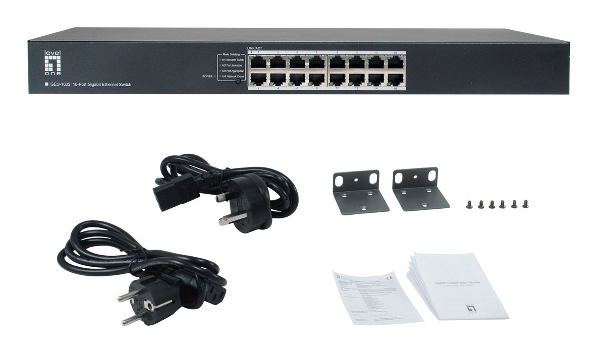Levelone Switch 16xge 19" Unmanaged Metall