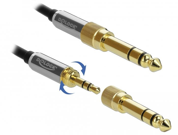 Delock Spiralcable 3,5 Mm 3 Pin Klinkenstecker Zu Klinkenstecker Mit Schraubadapter 5 M