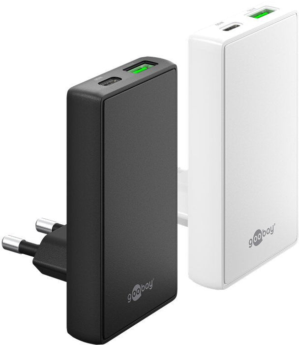 Cargador Rápido Goobay Usb-C/A Pd Gan 90° Dual  (Blanco, 65 Watt) 75724