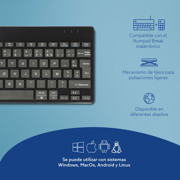 R-Go Tools Compact Break Rgocofrwlbl Teclado Bluetooth Azerty Francés Negro