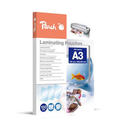 Peach Fundas Para Plastificar A3 100mic Brillante Pp500-01 100pk