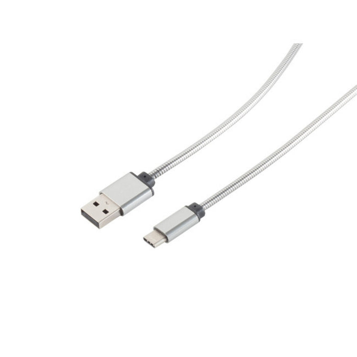 S-Impuls Usb Lade-Sync Cable Usb A Conector Macho > Usb 3.1c Conector Macho Steel Plateado 1,0m