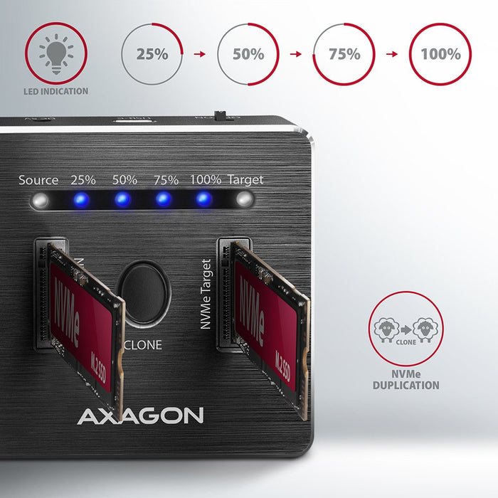 EAN 8595247906496 - Axagon ADSA-M2C base de conexión para disco duro USB 3.2 Gen 2 (3.1 Gen 2) Type-C Negro imagen 2