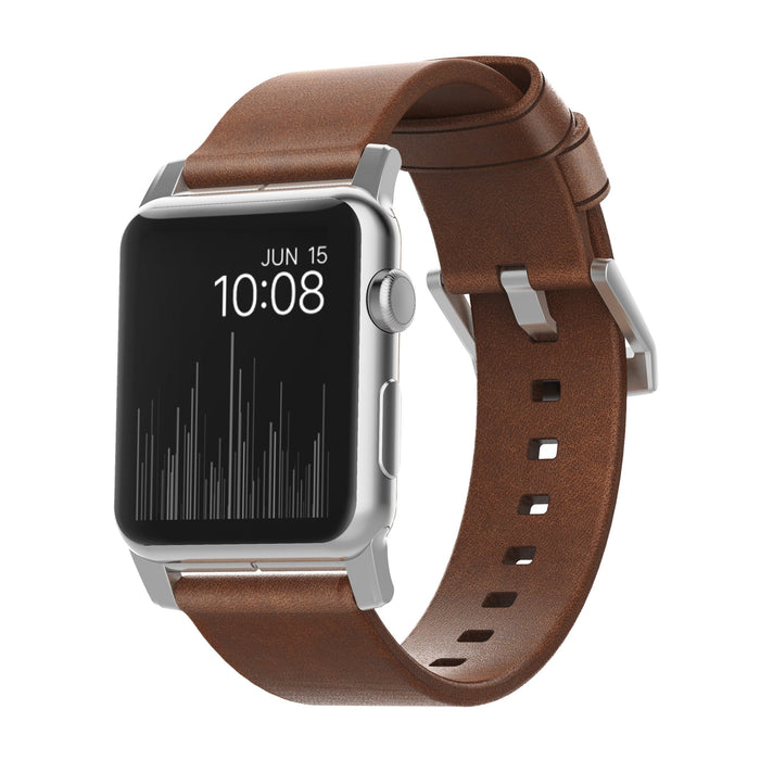 Nomad Strap Modern Lthr. Brown Connect. Silver 46/49mm