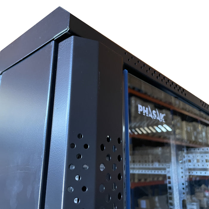 Armario Rack Mural 19" Phasak 15u   600x600 Negro + Ventilacion/Luz Azul