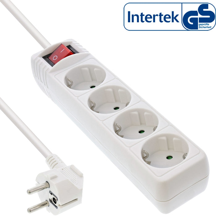 Regleta Inline Tipo F 4 Puertos Con Interruptor + Seguro Para Niños Blanco 5m