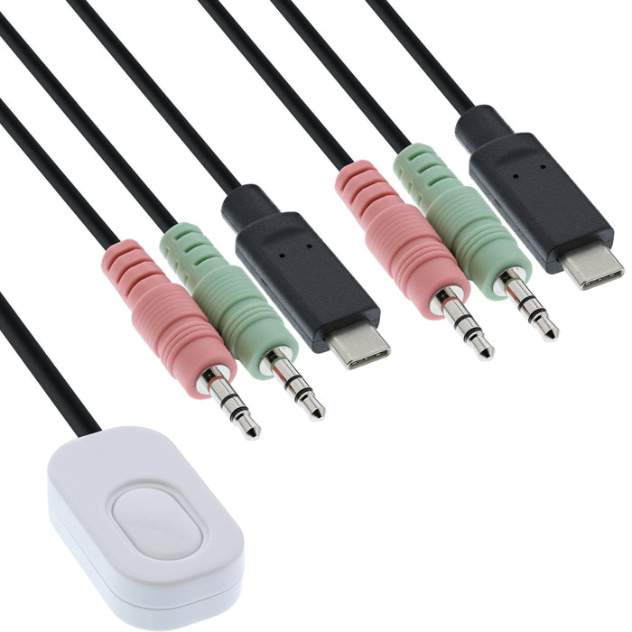 Switch Kvm Inline, 2 Puertos, Usb-C A Displayport 1.2, 4k, Con Audio, Cable Integrado