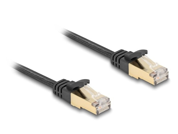 Delock Rj45 Cable De Red Plano Trenzado Cat.6a S/Ftp Macho 2m Negro