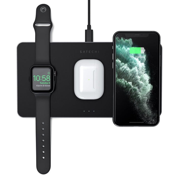 Cargador Inalámbrico Satechi St-X3twcpm Cargador De Dispositivo Móvil Auriculares, Smartphone, Reloj Inteligente Negro Corriente Alterna  Interior
