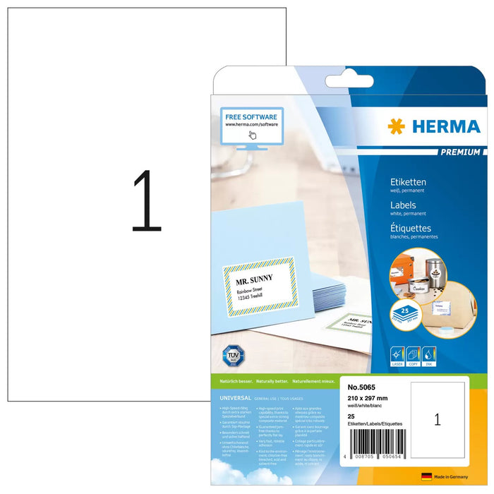EAN 4008705050654 - HERMA 5065 etiqueta de impresora Blanco Etiqueta para impresora autoadhesiva imagen 1