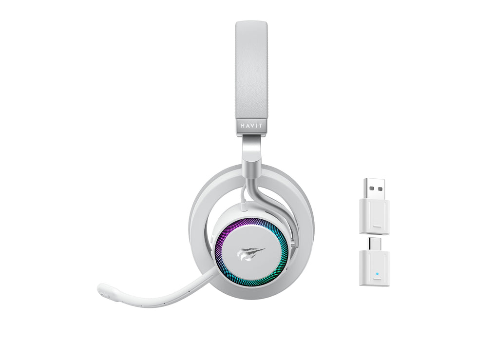 Auriculares Havit Fuxi-H8  Con Cable/Inalámbricos Para Juegos (Blancos)