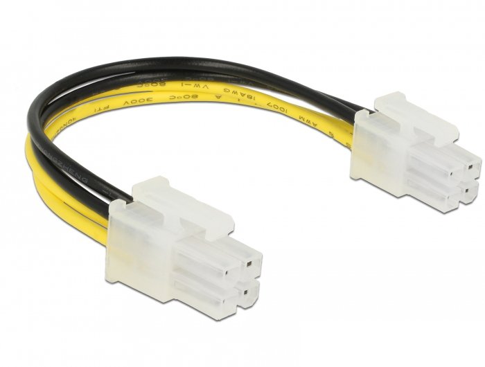 Enchufes P4 De Cable De Delock> Enchufe P4 Negro/Amarillo, 15 Cm 85450
