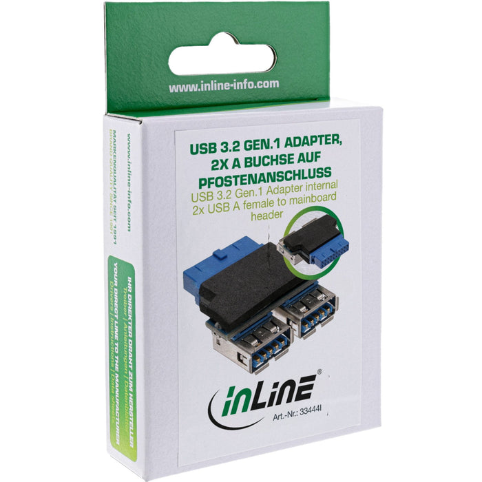 Adaptador Inline Usb 3.0 Interno 2x Usb A Hembra Al Cabezal De La Placa Base