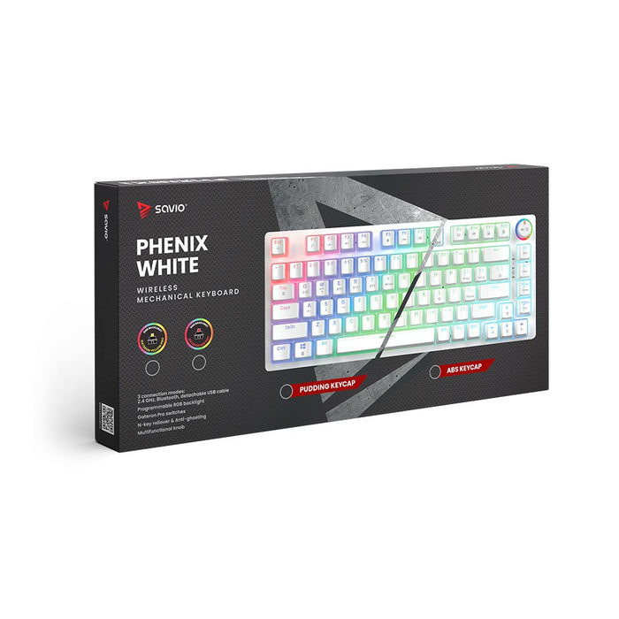 EAN 5901986049302 - Savio Phenix WHITE GAT YELLOW teclado Juego USB + Bluetooth QWERTY Internacional de EE.UU. Blanco imagen 5