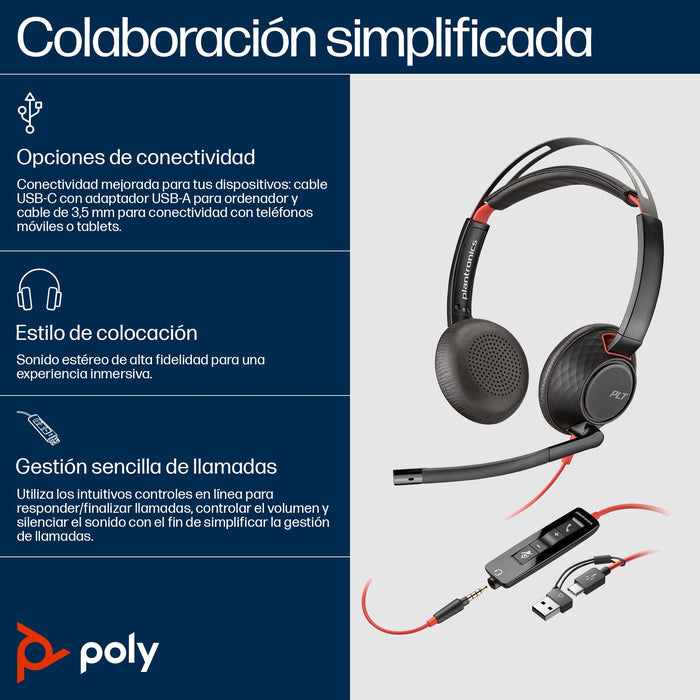 EAN 0197498837420 - HP Poly Blackwire 5220 Stereo USB-C Headset +3.5mm Plug +USB-C/A Adapter Alámbrico Diadema Llamadas/Músic imagen 3