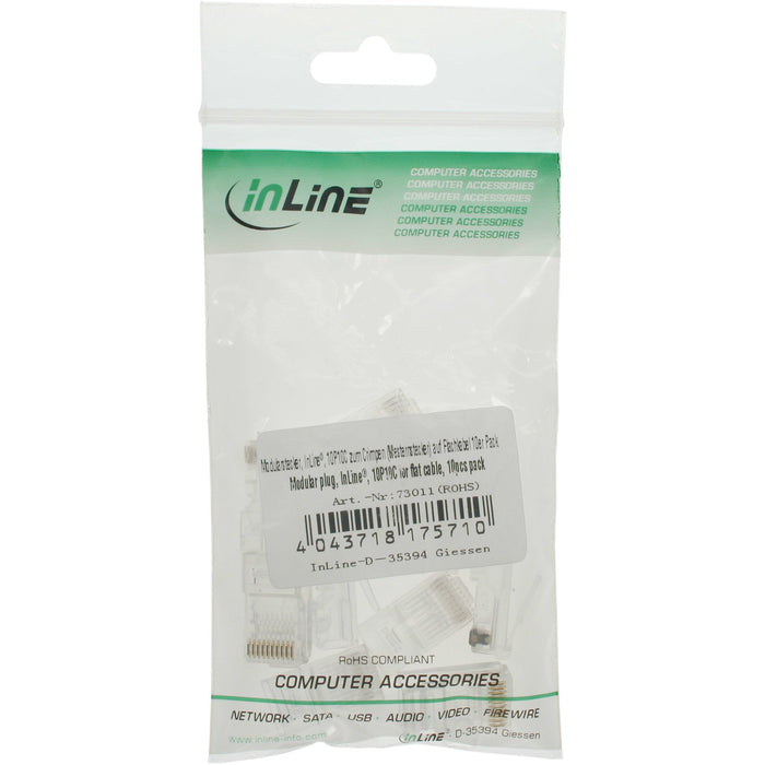 Conector Modular Inline 10p10c Para Crimpar Conector Western A Cable Plano 10 Uds.