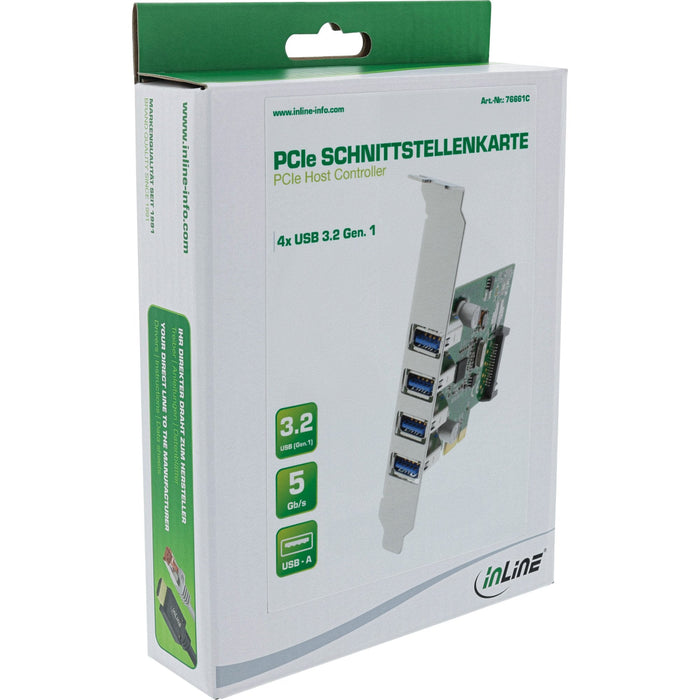 Tarjeta Inline Usb 3.0 De 4 Puertos Pcie Incl. Soporte De Perfil Bajo Y Auxiliar De 4 Pines. Poder