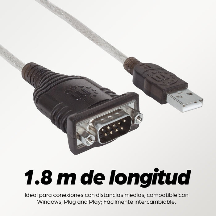 EAN 0766623151849 - Manhattan 151849 cable de serie Negro 1,8 m Serial/COM/RS232/DB9 imagen 9