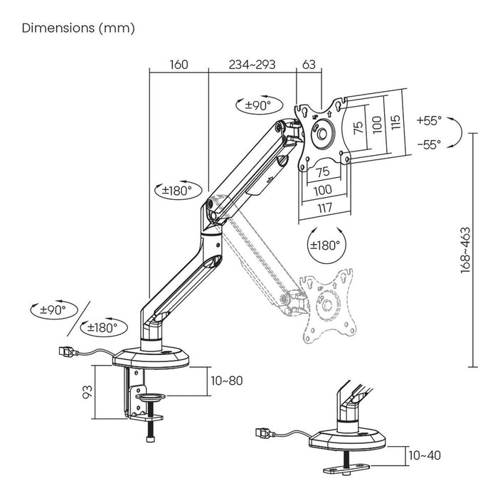 EAN 8435739901656 - AISENS DT32TSR-295 soporte para monitor 81,3 cm (32") Escritorio Negro, Blanco imagen 7