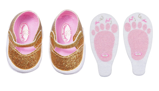 EAN 4001167710272 - Baby Annabell Shoes gold+insoles 43cm Zapatos de muñeca imagen 1