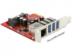 Delock 89382 Tarjeta Pci Express X1 A 3 X Externos Usb 5 Gbps + 1 X Externos Gigabit Lan - Factor De Forma De Perfil Bajo