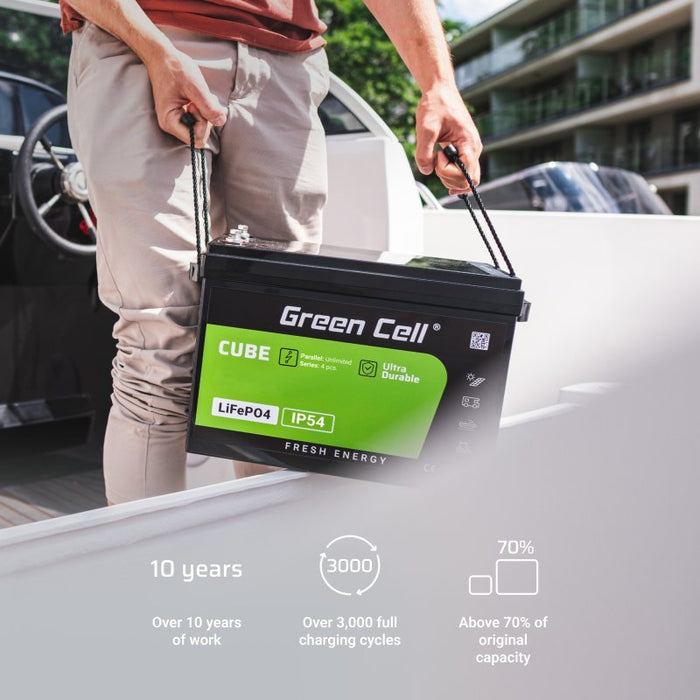 EAN 5904326374829 - Green Cell Žalias Cell CUBE LiFePO4 125Ah 12,8V 1600Wh liio geležies fosfato baterija kemperiui, sauls en imagen 4