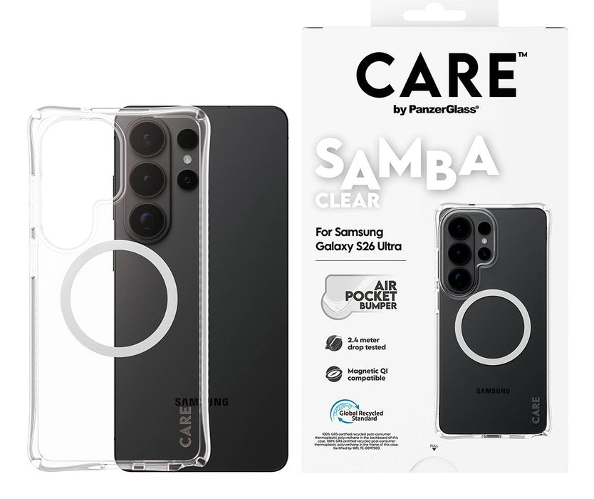 Care By Panzerglass Samba Case Transparent W. Blanco Qi Samsung New Galaxy S26 Ultra