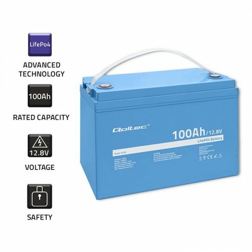 EAN 5901878537054 - Qoltec 53705 batería de vehículos Fosfato de hierro-litio (LiFePo4) 100 Ah 12,8 V 100 A Coche imagen 3