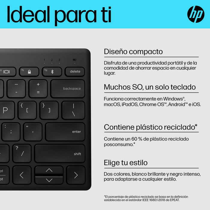 EAN 0196548515813 - HP 350 BLK Compact Multi-Device Keyboard teclado Hogar Negro imagen 10