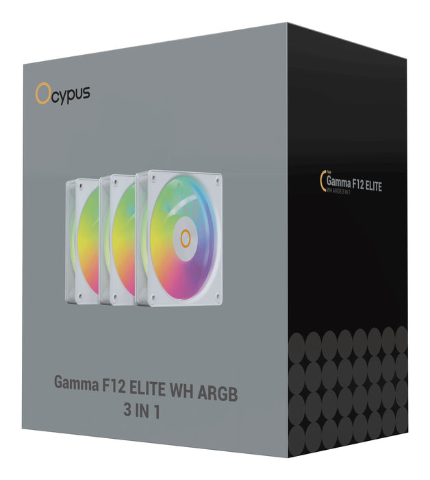 Ventilador Pc  Ocypus Gamma F12 Elite Argb (Blanco, Pack De 3, 120 Mm) Gamma-F12-Wh3am00e-Gl