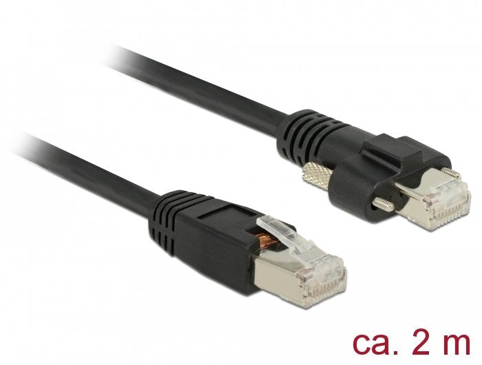 Delock Gige Kamera Cable Rj45 Stecker Zu Rj45 Stecker Mit Schrauben Cat.6 S Ftp 2 M